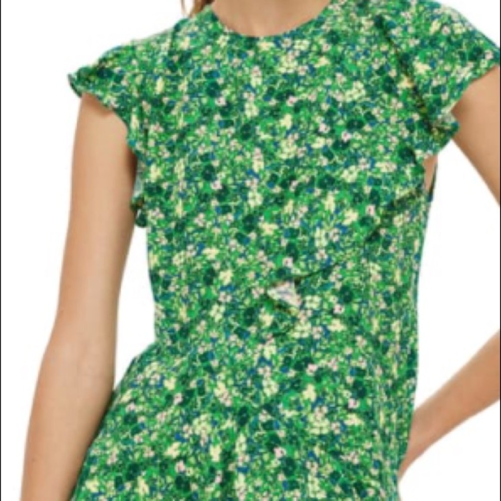 Topshop Field Floral Frill Blouse